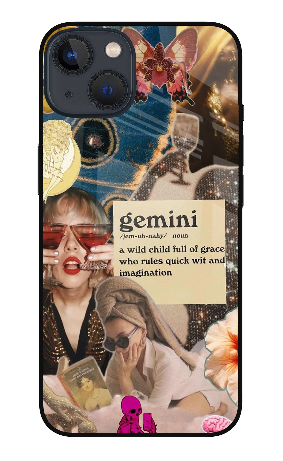 Gemini Zodiac iPhone 13 Mini Glass Case Back Cover by Casekaro