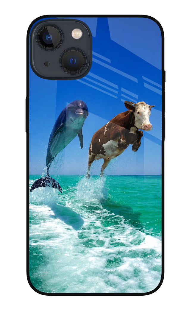 Dolphin vs Cow iPhone 13 Mini Glass Case