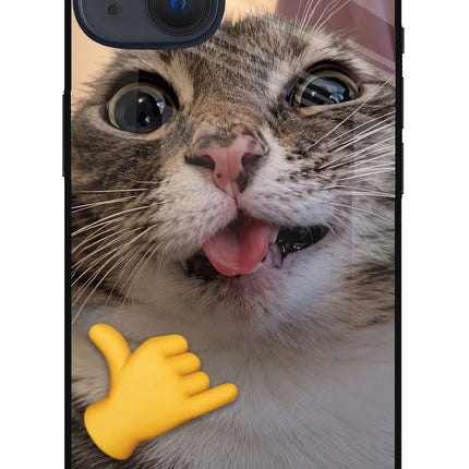 Silly Cat Call iPhone 13 Mini Glass Case