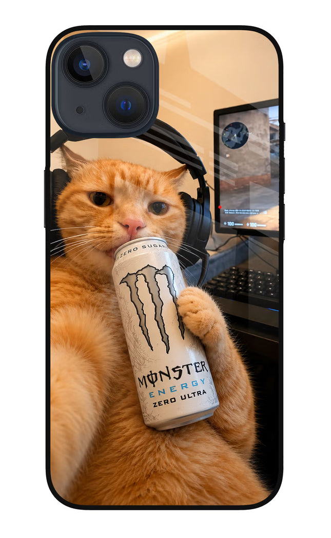 Gamer Cat Energy iPhone 13 Mini Glass Case