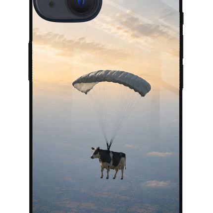 Skydiving Cow iPhone 13 Mini Glass Case