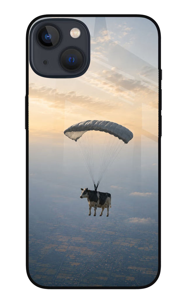 Skydiving Cow iPhone 13 Mini Glass Case