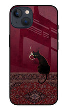 Midnight Cat iPhone 13 Mini Glass Case