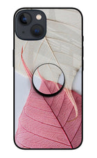 White Pink Leaf iPhone 13 Mini Pop Case by Casekaro