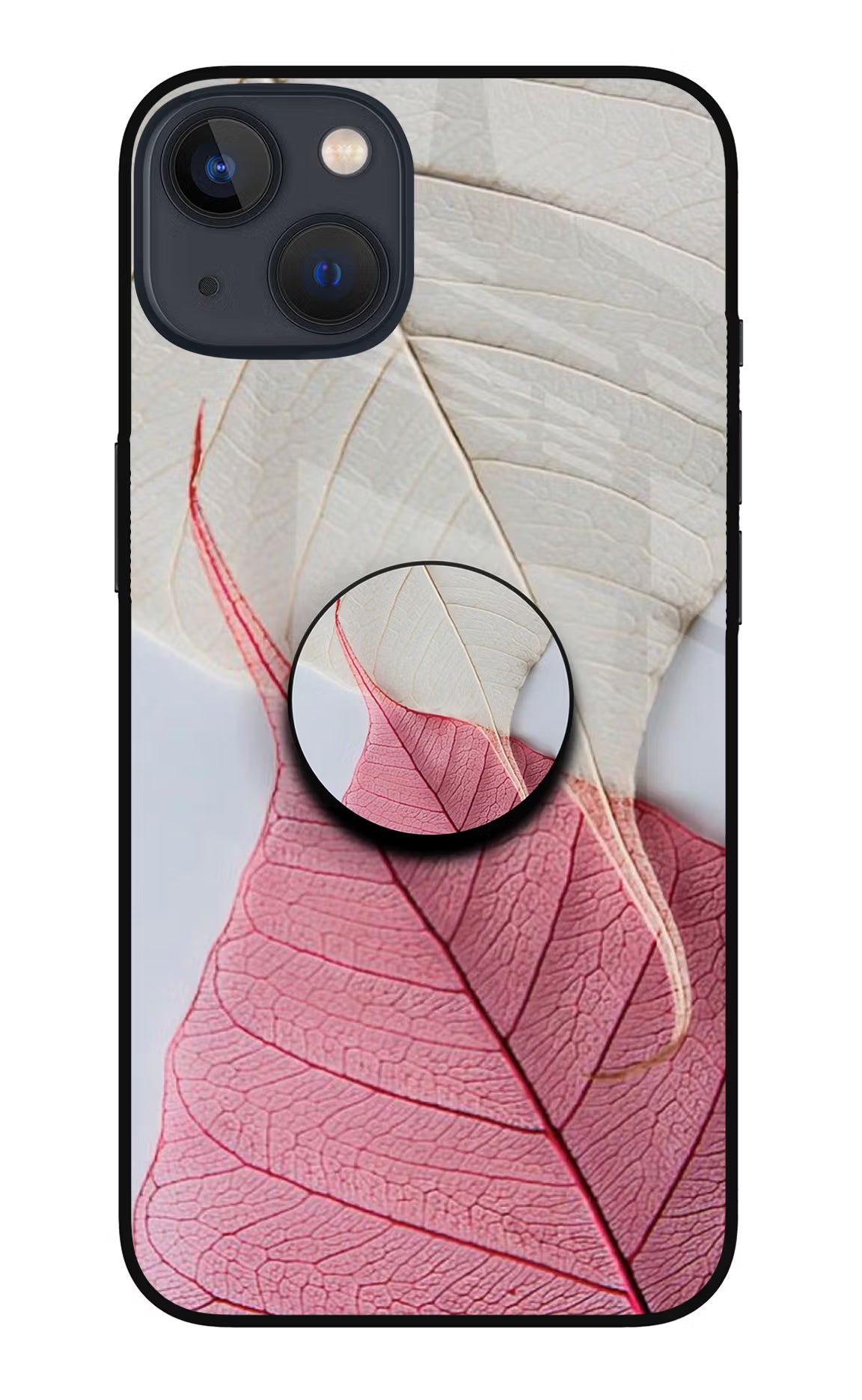 White Pink Leaf iPhone 13 Mini Pop Case by Casekaro