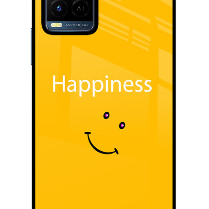 Happiness With Smiley Vivo Y21/Y21s/Y33s Glass Case Back Cover by Casekaro