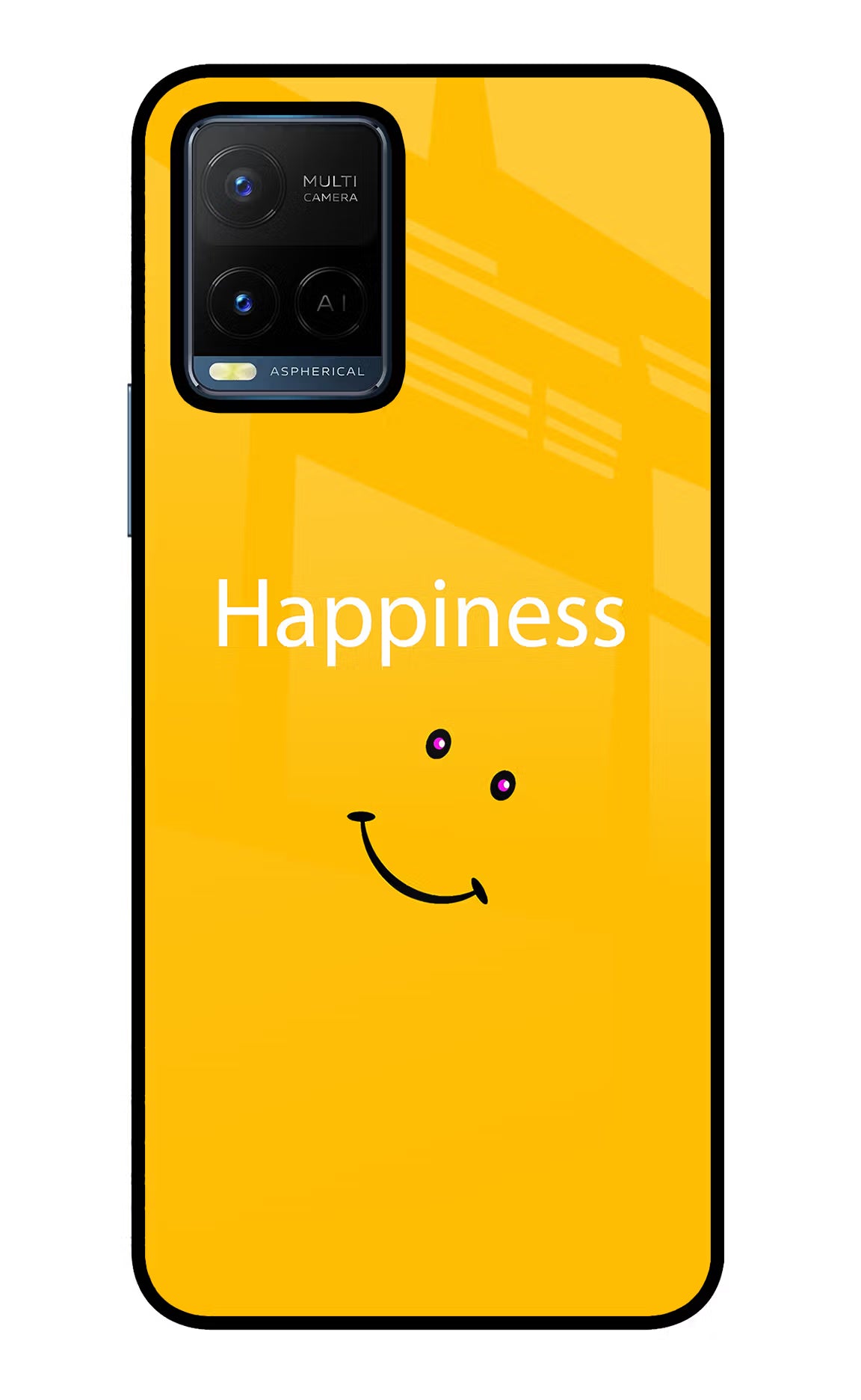 Happiness With Smiley Vivo Y21/Y21s/Y33s Glass Case Back Cover by Casekaro
