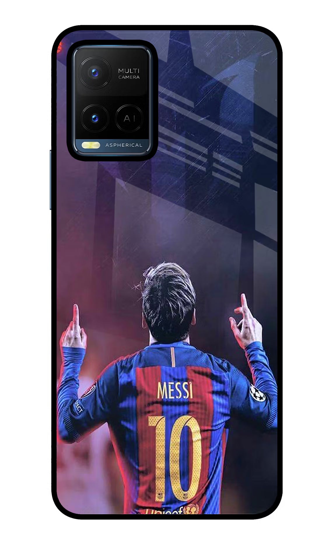 Messi Vivo Y21/Y21s/Y33s Glass Case Back Cover by Casekaro