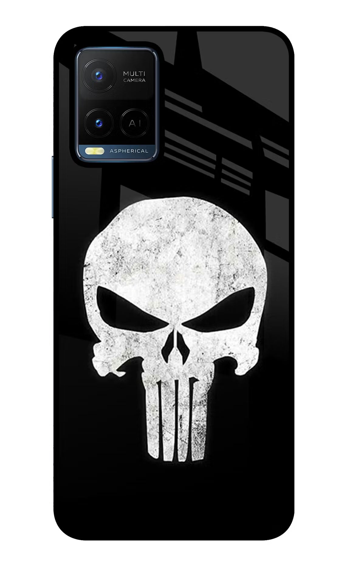 Punisher Skull Vivo Y21/Y21s/Y33s Glass Case Back Cover by Casekaro