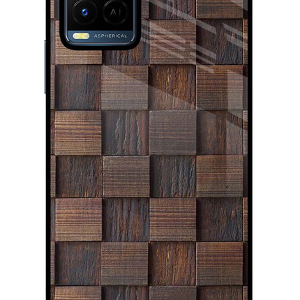 Wooden Cube Design Vivo Y21/Y21s/Y33s Glass Case Back Cover by Casekaro