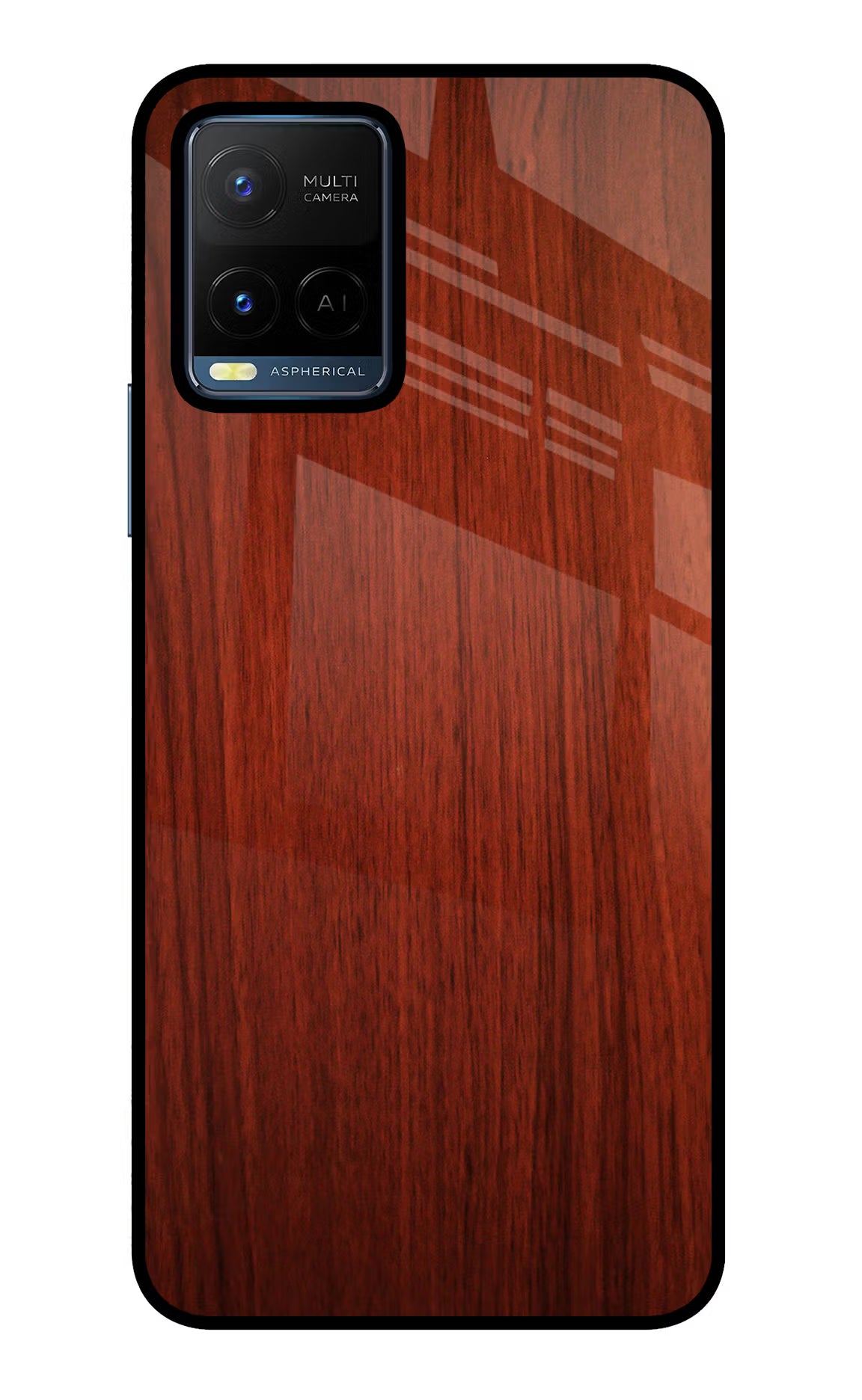Wooden Plain Pattern Vivo Y21/Y21s/Y33s Glass Case Back Cover by Casekaro