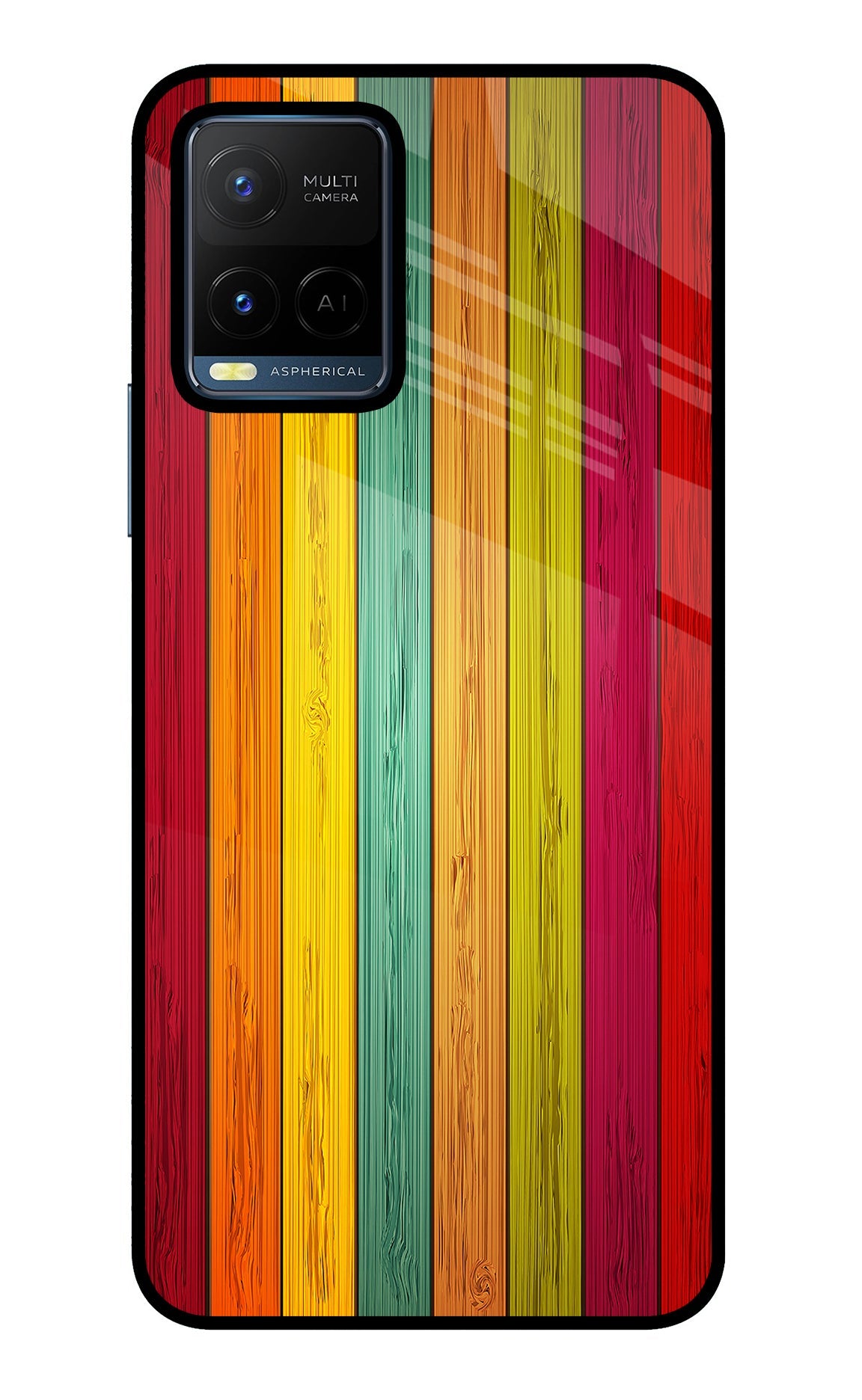 Multicolor Wooden Vivo Y21/Y21s/Y33s Glass Case