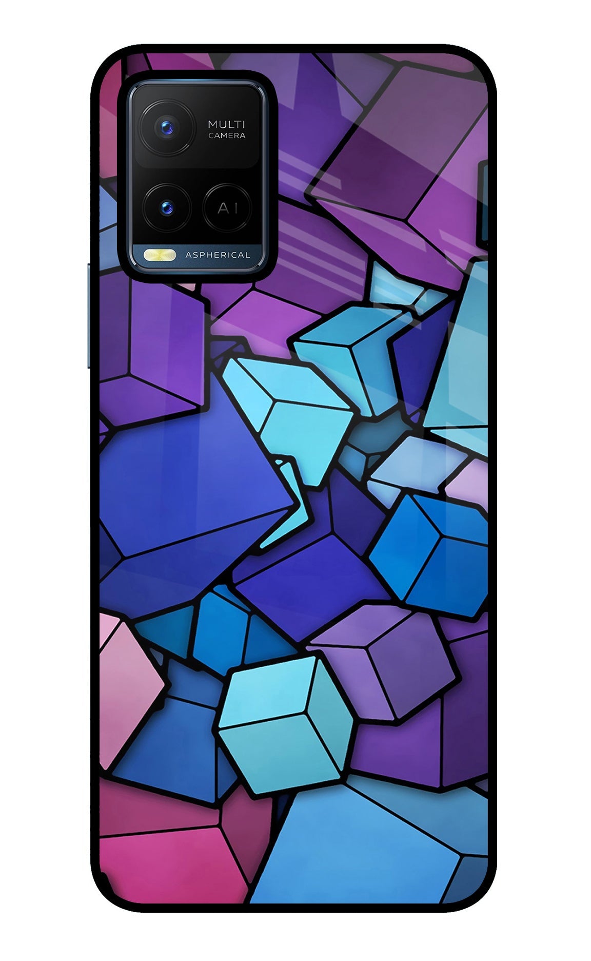 Cubic Abstract Vivo Y21/Y21s/Y33s Glass Case