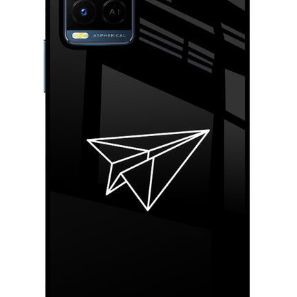 Paper Plane White Vivo Y21/Y21s/Y33s Glass Case Back Cover by Casekaro