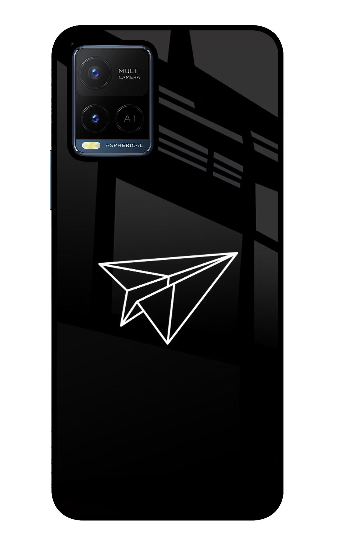 Paper Plane White Vivo Y21/Y21s/Y33s Glass Case Back Cover by Casekaro