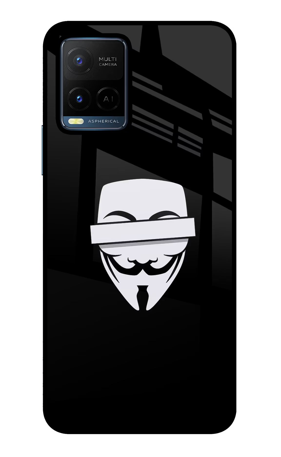 Anonymous Face Vivo Y21/Y21s/Y33s Glass Case Back Cover by Casekaro