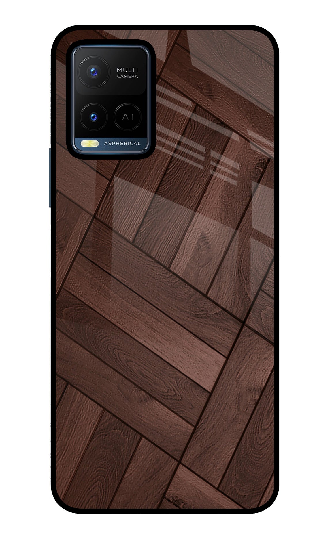 Wooden Texture Design Vivo Y21/Y21s/Y33s Glass Case