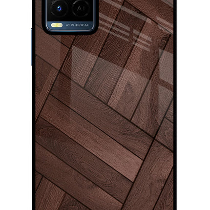 Wooden Texture Design Vivo Y21/Y21s/Y33s Glass Case Back Cover by Casekaro