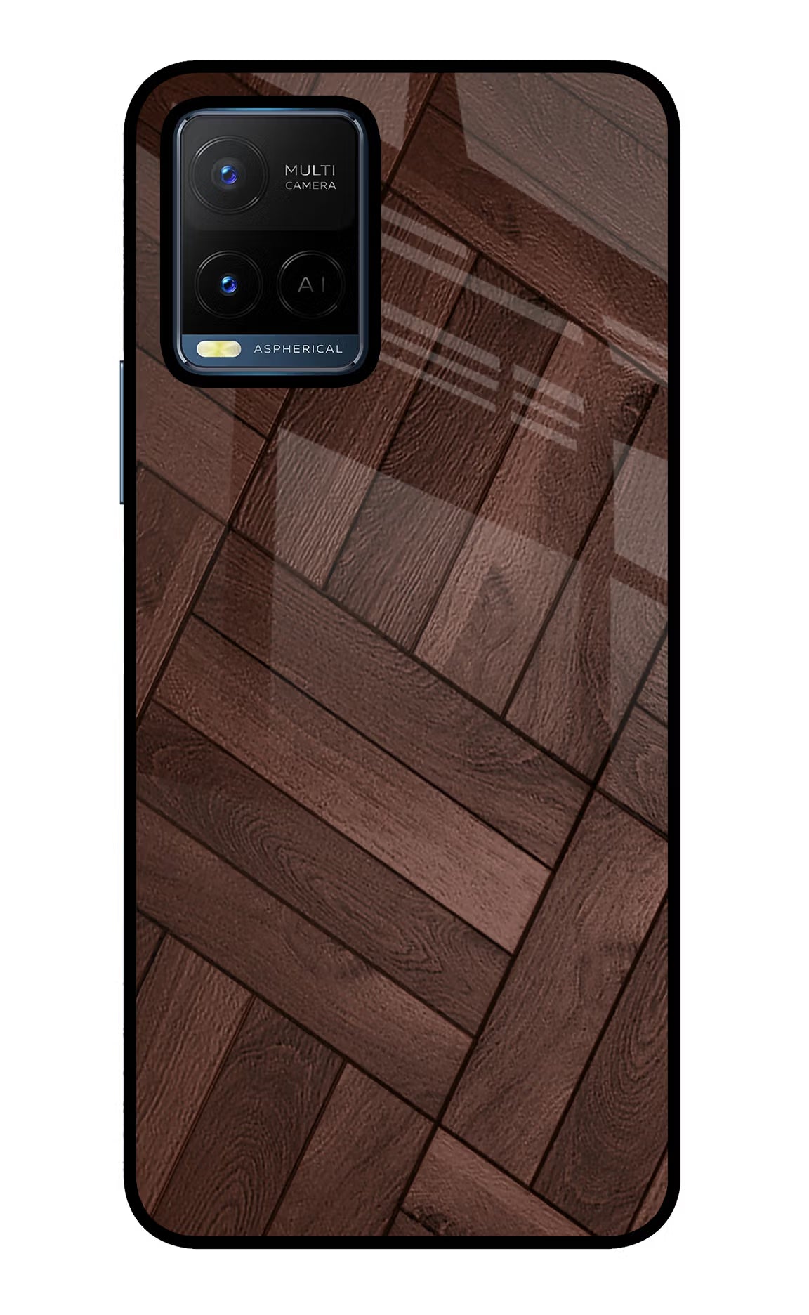 Wooden Texture Design Vivo Y21/Y21s/Y33s Glass Case Back Cover by Casekaro