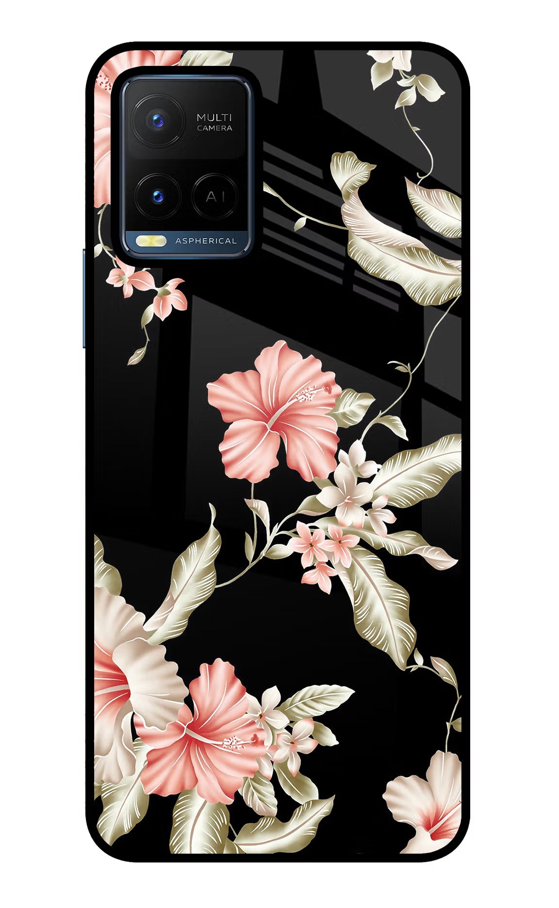 Flowers Vivo Y21/Y21s/Y33s Glass Case Back Cover by Casekaro