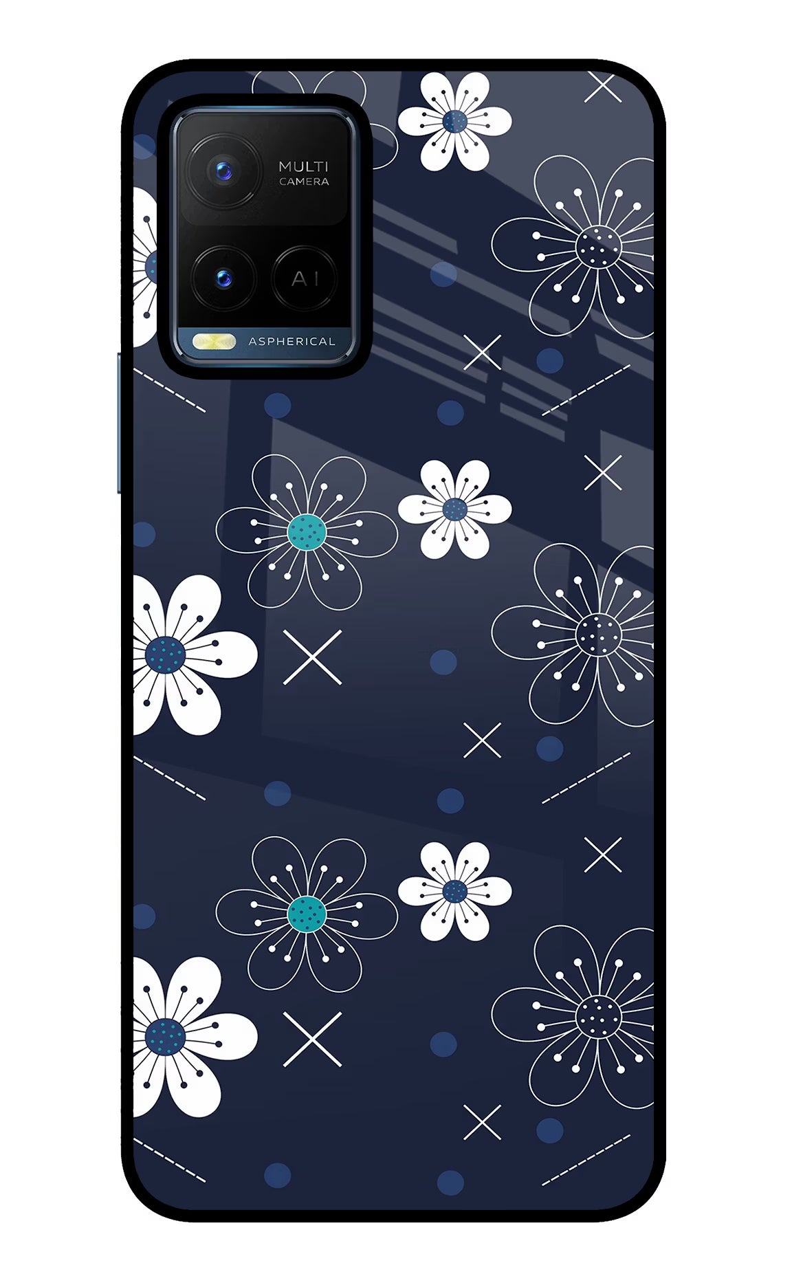 Flowers Vivo Y21/Y21s/Y33s Glass Case Back Cover by Casekaro