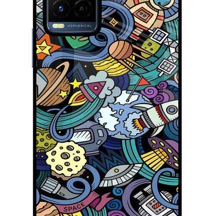 Space Abstract Vivo Y21/Y21s/Y33s Glass Case Back Cover by Casekaro