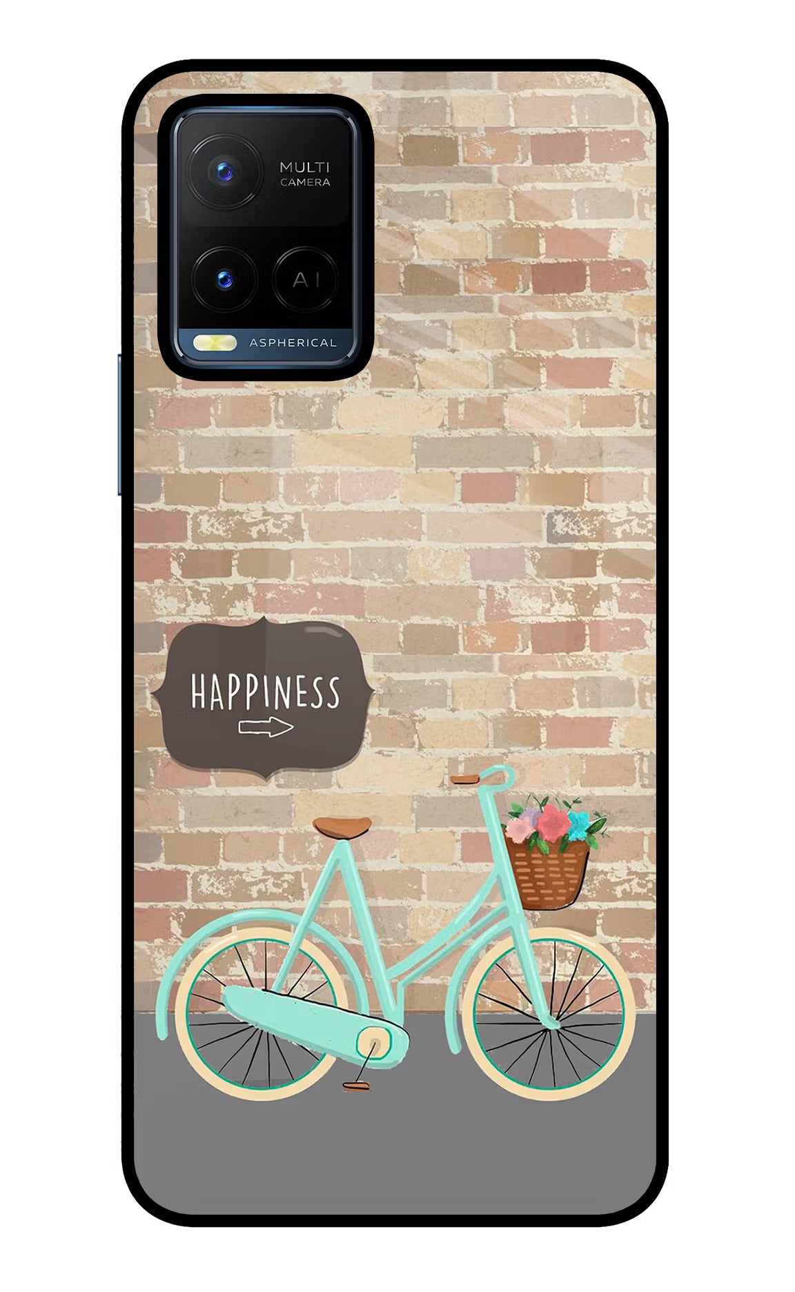 Happiness Artwork Vivo Y21/Y21s/Y33s Glass Case Back Cover by Casekaro