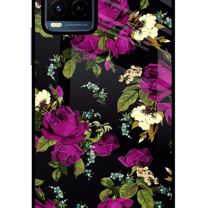 Flowers Vivo Y21/Y21s/Y33s Glass Case Back Cover by Casekaro