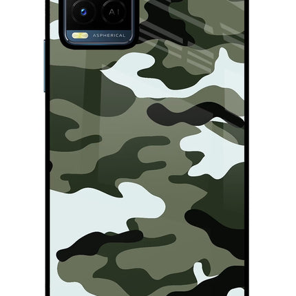Camouflage Vivo Y21/Y21s/Y33s Glass Case Back Cover by Casekaro
