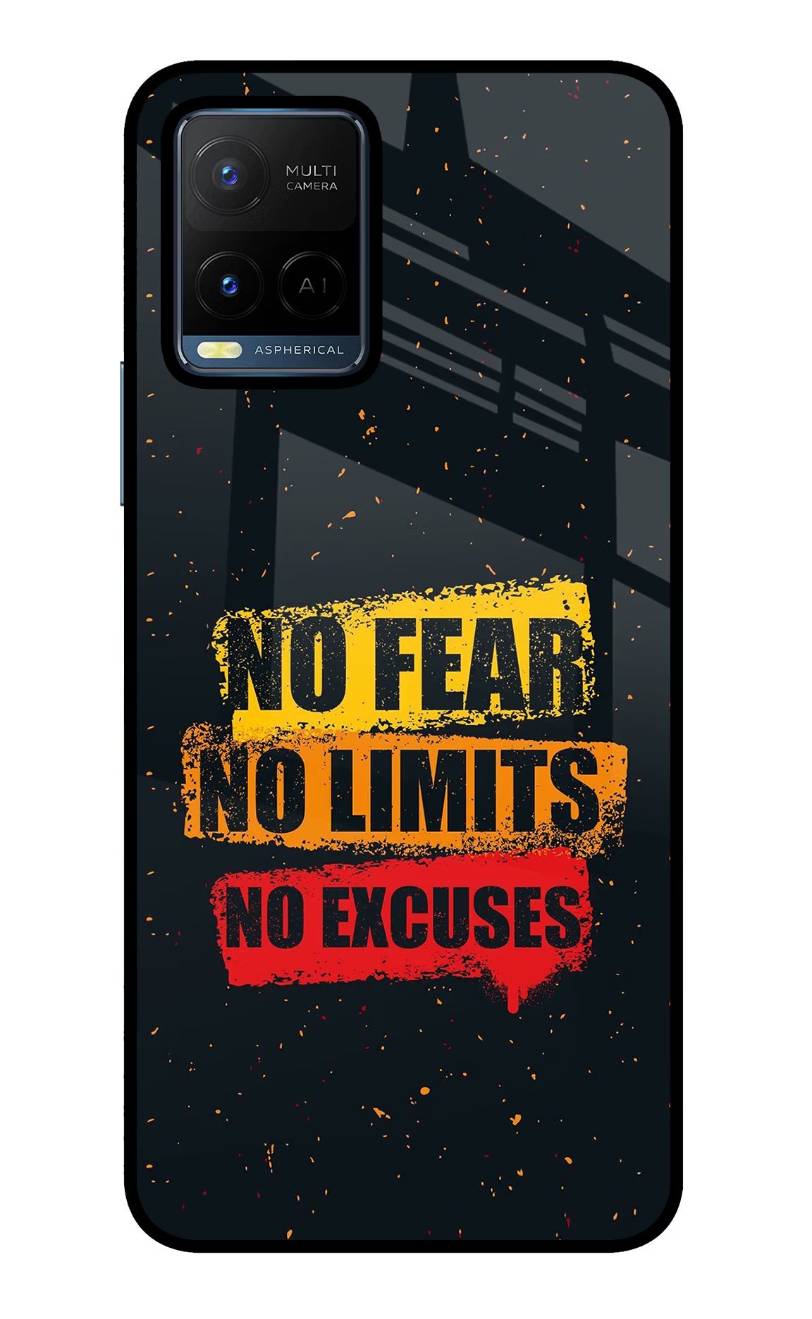 No Fear No Limits No Excuse Vivo Y21/Y21s/Y33s Glass Case Back Cover by Casekaro