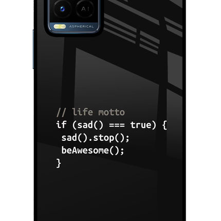 Life Motto Code Vivo Y21/Y21s/Y33s Glass Case Back Cover by Casekaro