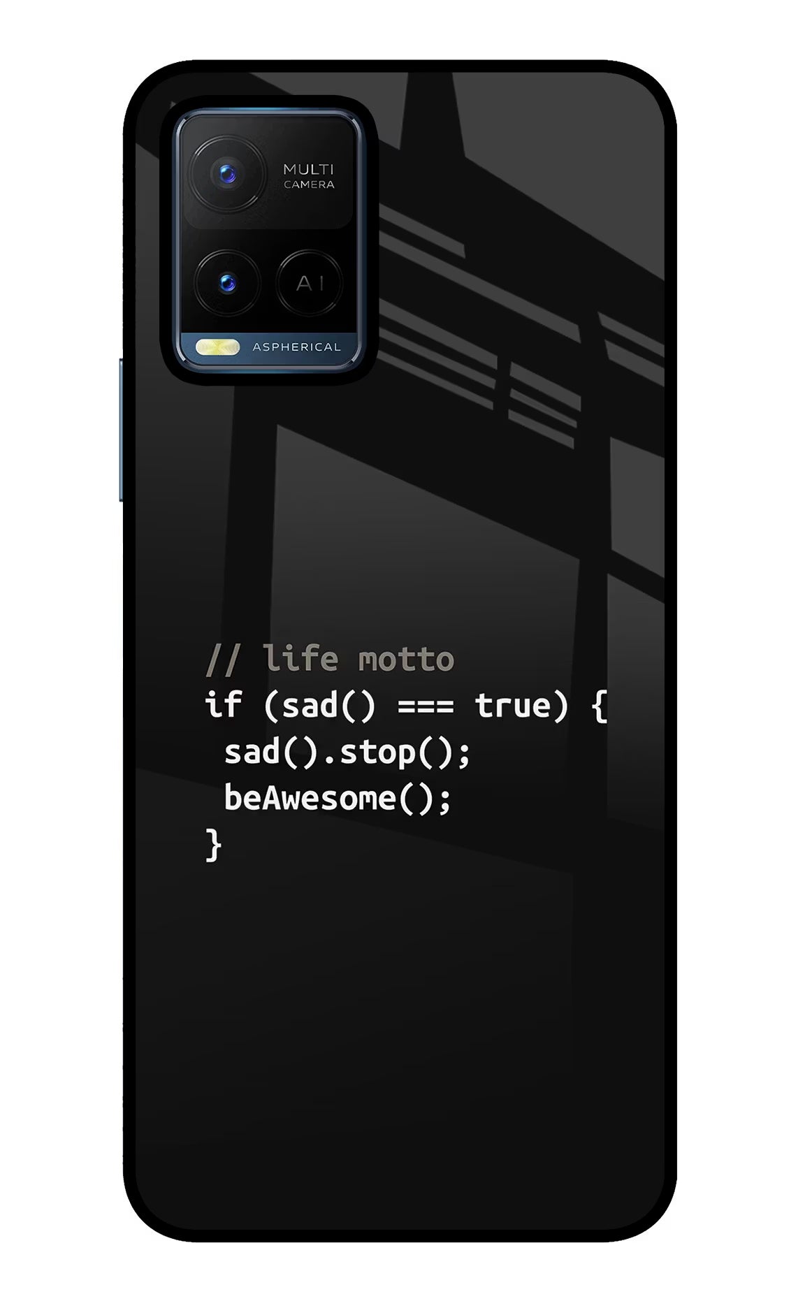 Life Motto Code Vivo Y21/Y21s/Y33s Glass Case Back Cover by Casekaro