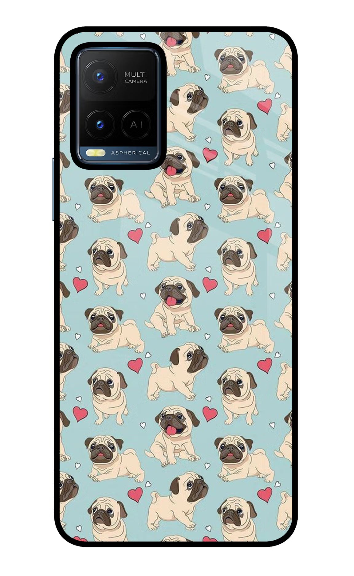 Pug Dog Vivo Y21/Y21s/Y33s Glass Case Back Cover by Casekaro
