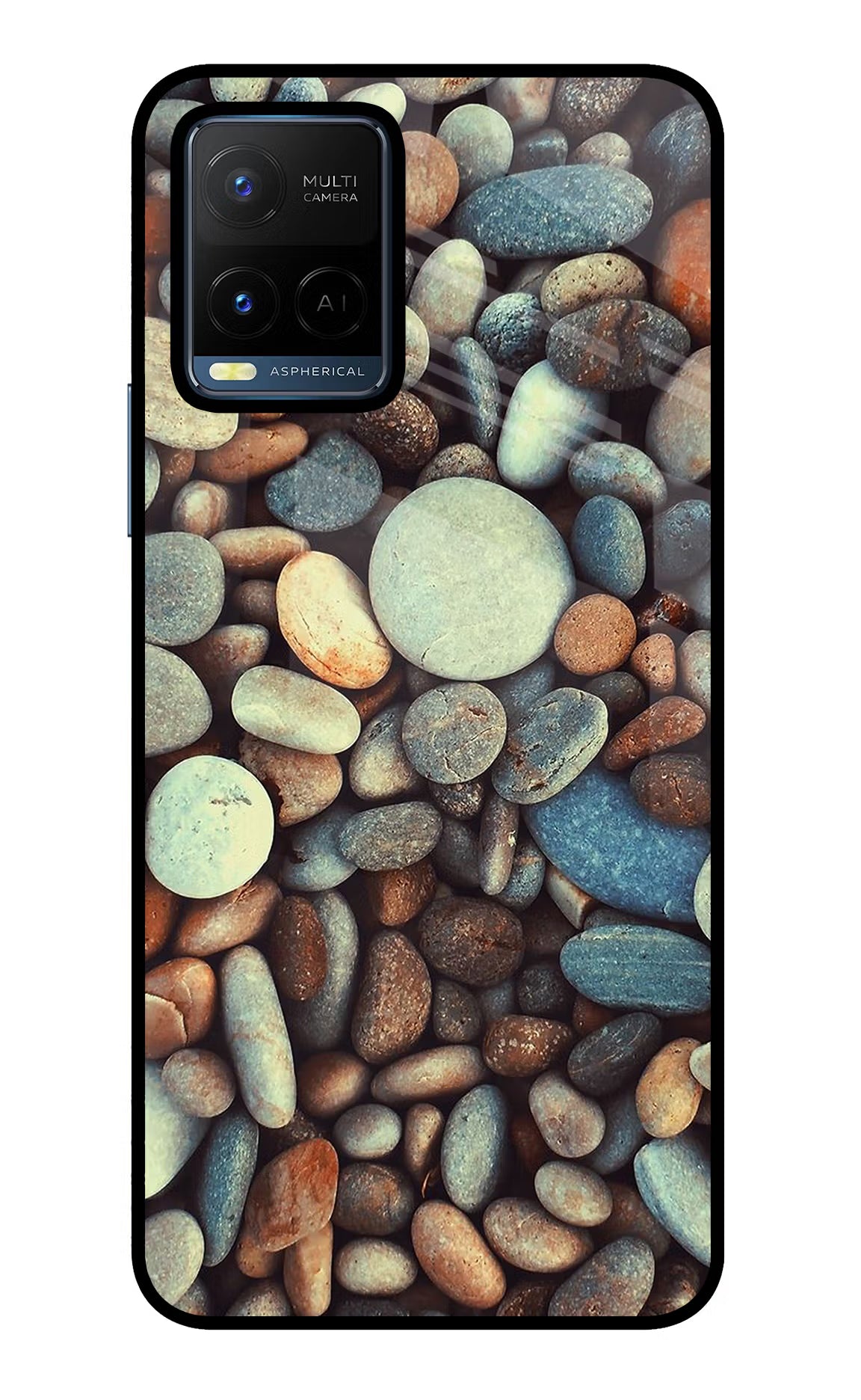 Pebble Vivo Y21/Y21s/Y33s Glass Case Back Cover by Casekaro