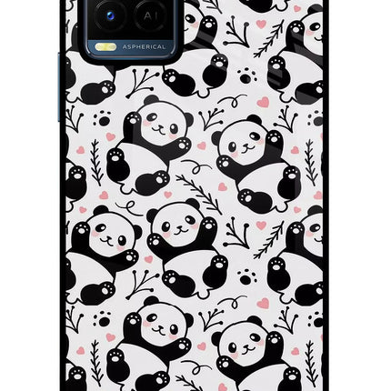 Cute Panda Vivo Y21/Y21s/Y33s Glass Case Back Cover by Casekaro