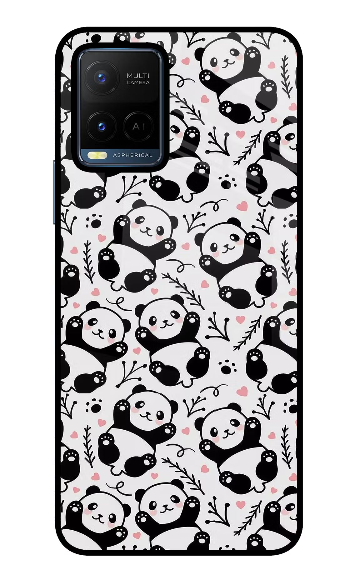 Cute Panda Vivo Y21/Y21s/Y33s Glass Case Back Cover by Casekaro