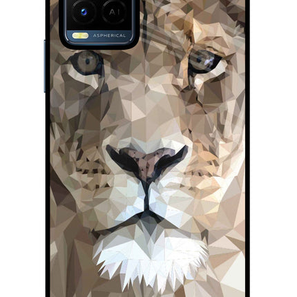 Lion Art Vivo Y21/Y21s/Y33s Glass Case Back Cover by Casekaro