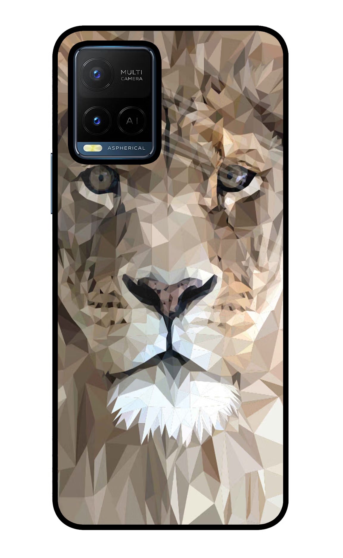 Lion Art Vivo Y21/Y21s/Y33s Glass Case Back Cover by Casekaro