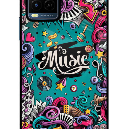 Music Graffiti Vivo Y21/Y21s/Y33s Glass Case Back Cover by Casekaro