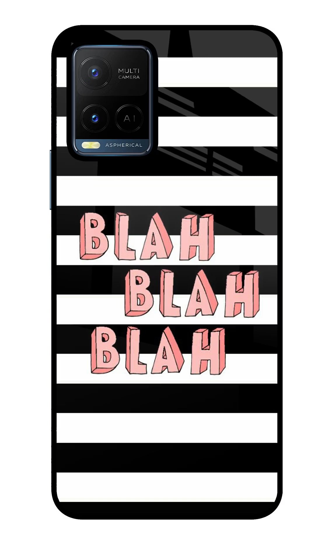 Blah Blah Blah Vivo Y21/Y21s/Y33s Glass Case Back Cover by Casekaro