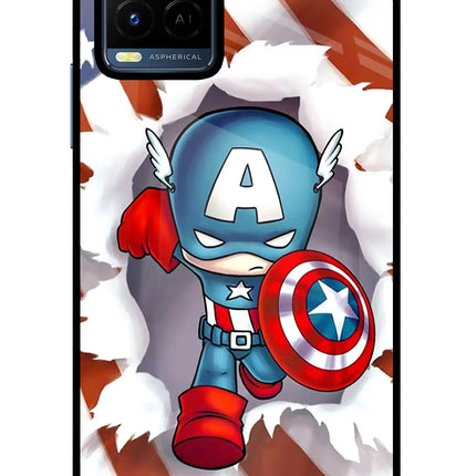 Captain America Vivo Y21/Y21s/Y33s Glass Case Back Cover by Casekaro
