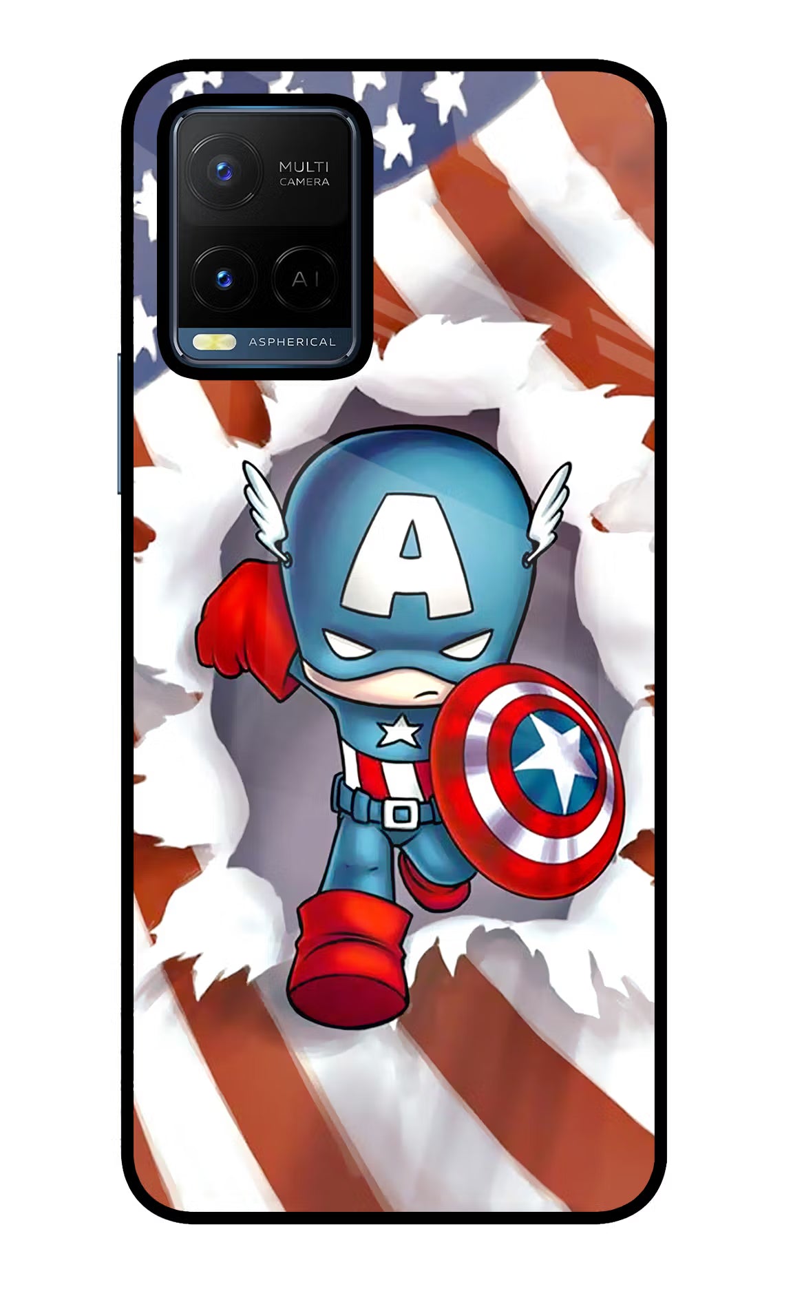 Captain America Vivo Y21/Y21s/Y33s Glass Case Back Cover by Casekaro