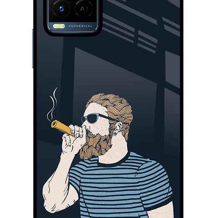 Smoking Vivo Y21/Y21s/Y33s Glass Case Back Cover by Casekaro