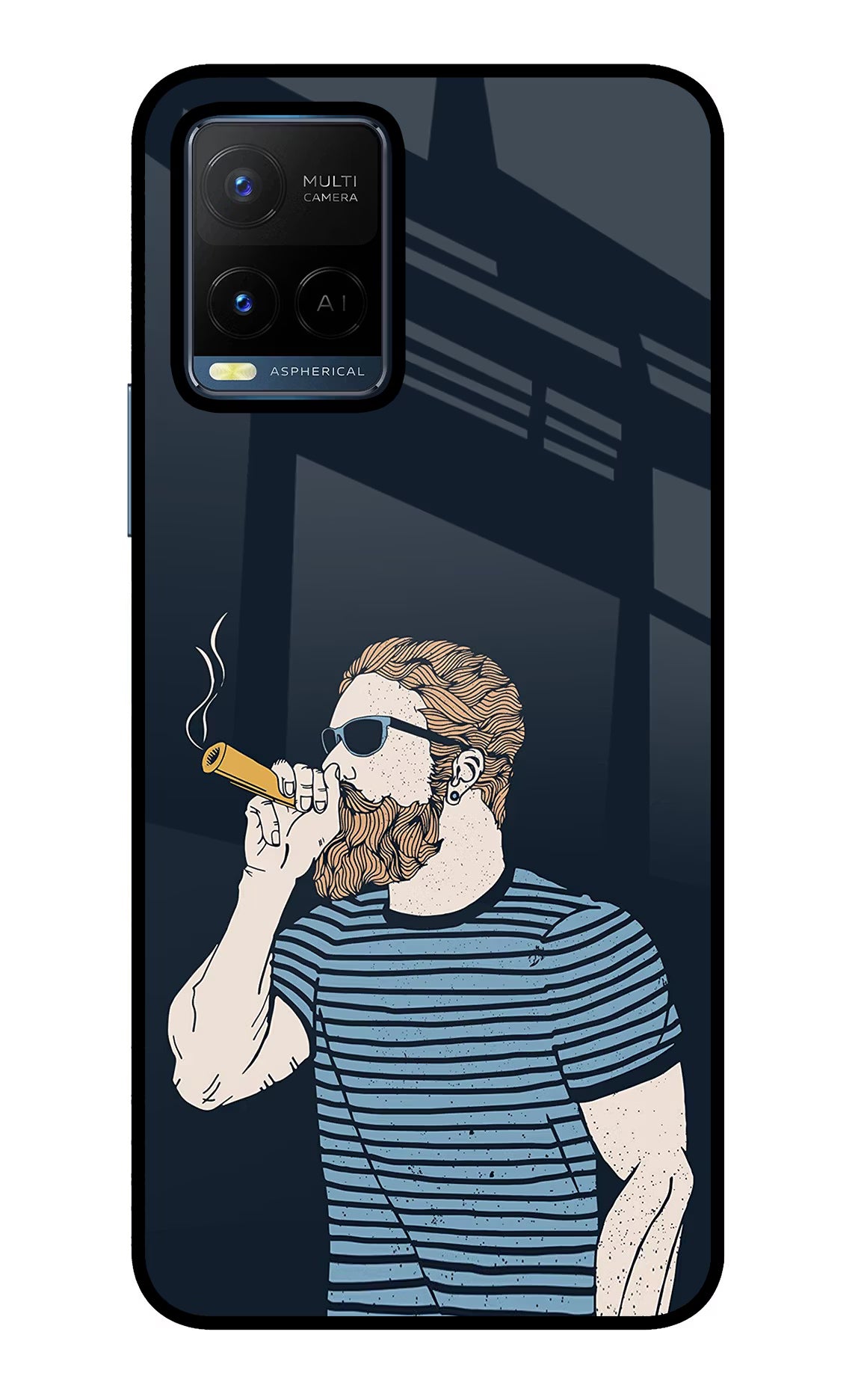 Smoking Vivo Y21/Y21s/Y33s Glass Case Back Cover by Casekaro