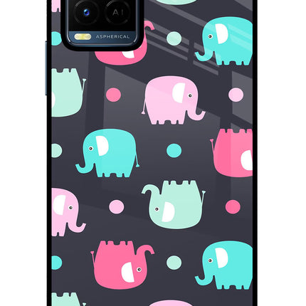 Elephants Vivo Y21/Y21s/Y33s Glass Case Back Cover by Casekaro