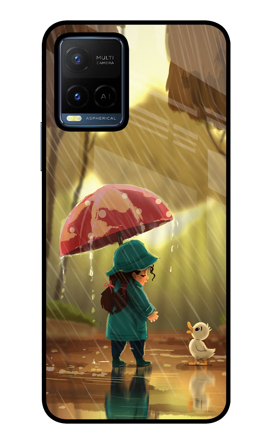 Rainy Day Vivo Y21/Y21s/Y33s Glass Case Back Cover by Casekaro