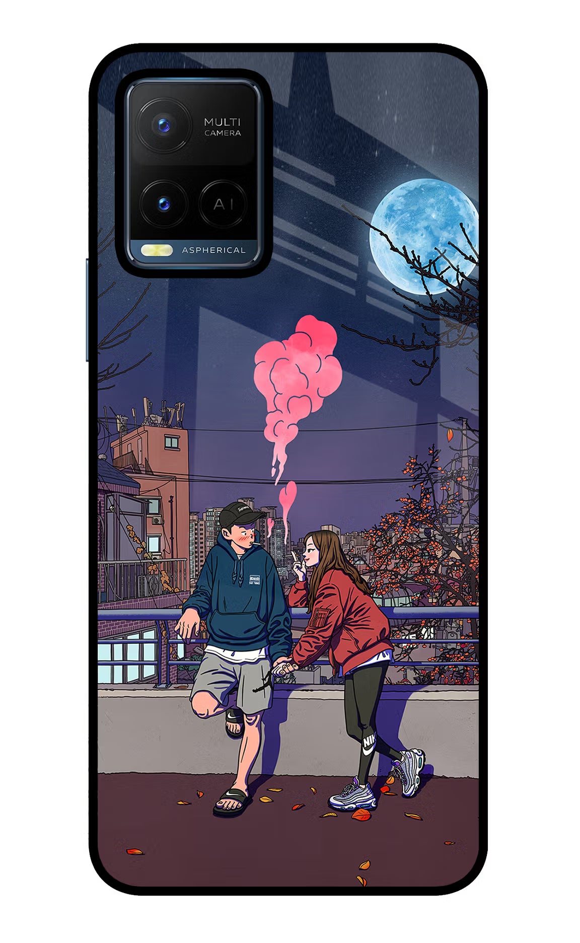 Chilling Couple Vivo Y21/Y21s/Y33s Glass Case Back Cover by Casekaro