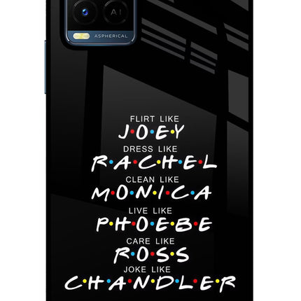 FRIENDS Character Vivo Y21/Y21s/Y33s Glass Case Back Cover by Casekaro