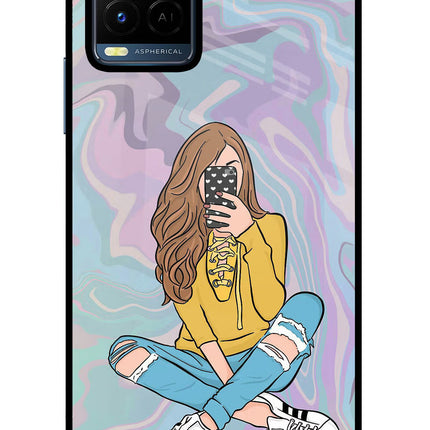 Selfie Girl Vivo Y21/Y21s/Y33s Glass Case Back Cover by Casekaro