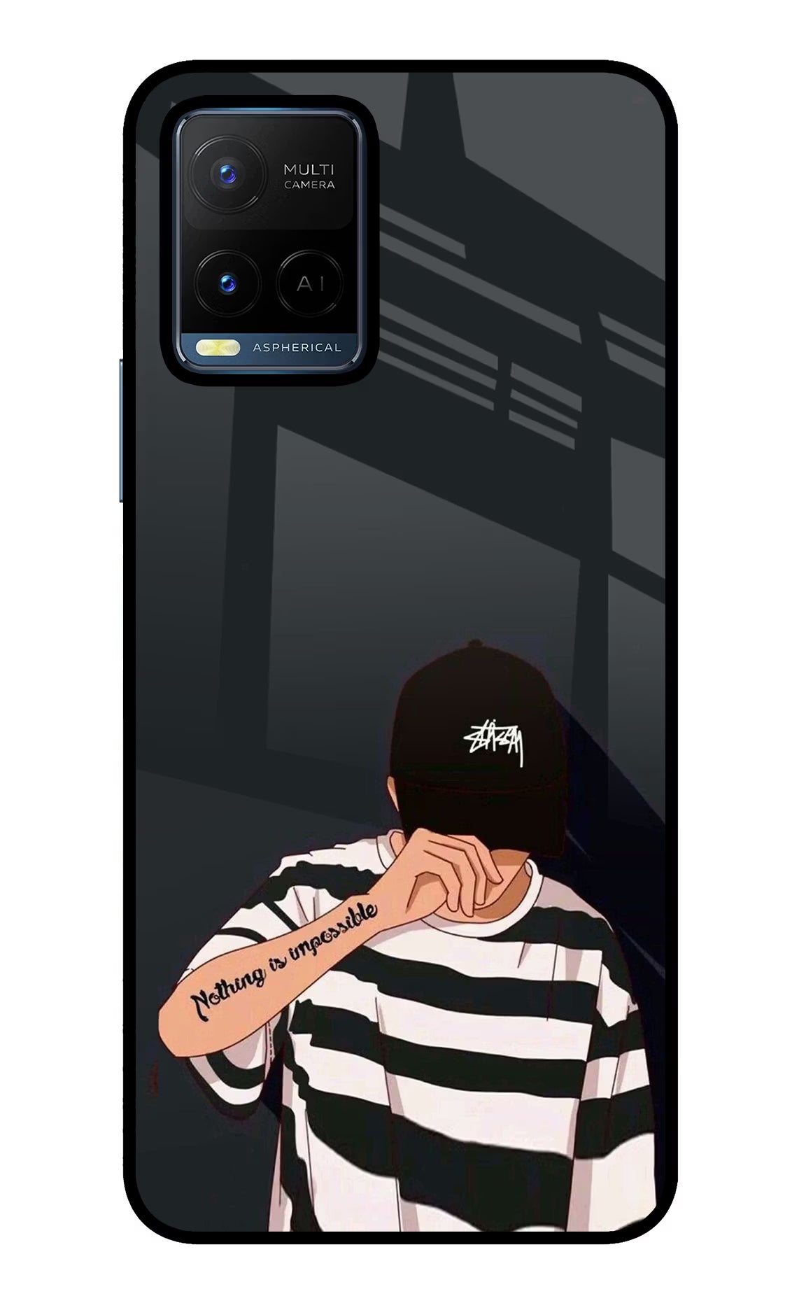 Aesthetic Boy Vivo Y21/Y21s/Y33s Glass Case Back Cover by Casekaro